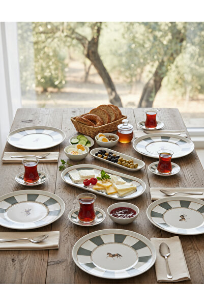 KÜTAHYA HOME Romeo 22 Parça Porselen Kahvaltı Seti Modern Tasarım