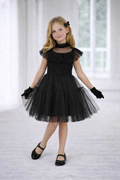 MS KİDS Girl's Dress Evening Dress Black Costume