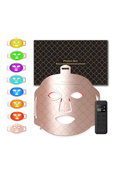 YUES LED Cilt Gençleştirme Maskesi 8 Renk Işık Terapili Near Infrared Yüz Bak...
