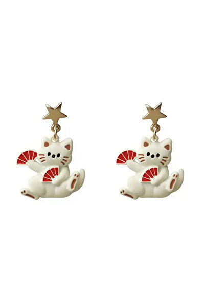 EFAYN.RO Cercei dama, model cu pisicute jucause, tematica lucky party cat, al...