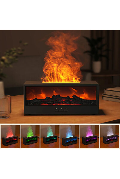 Store Şömine Görünümlü Hava Nemlendirici Alev Efektli Led Buhar Makinesi 22x9 Cm