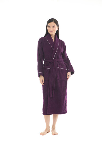 Seritaine Gaia Şalyaka Women's Bathrobe - Plum 100% Cotton