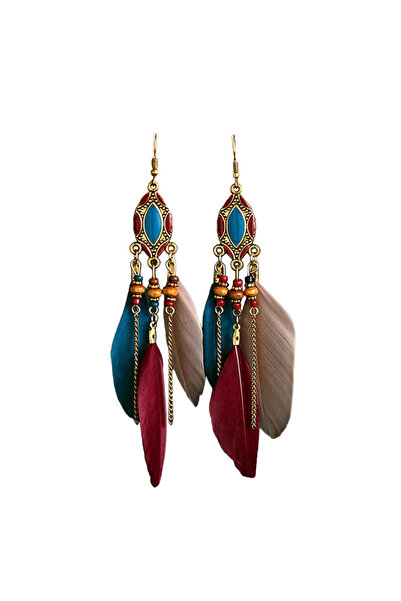 EFAYN.RO Women's earrings, fashion model with feathers, long, dream world the...