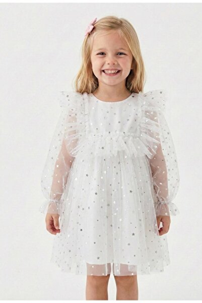 penu baby kids Bela zvezda Štampano Duga Til haljina za devojčice sa volanima...