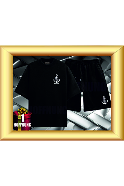 HOFFNUNG Unisex Casual Short Sleeve Set with Anchor Print Outdoor Spring/Summ...