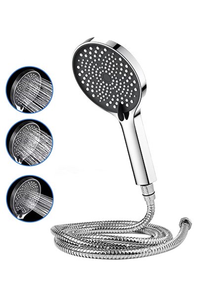 ABJ High Pressure 8-Mode Handheld Shower Head with Power Wash & 6ft Steel Hos...