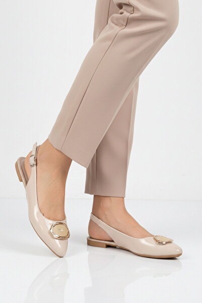AYAKMOD Balerini de damă din piele lacuită bej, cu talpă subțire, ușoare 2091...