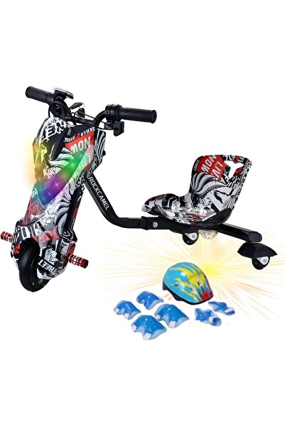 Scooter سكوتر كهربائي للانجراف مع مجموعة وسائد خوذة ووسائد ركبة وكوع بطارية 3...