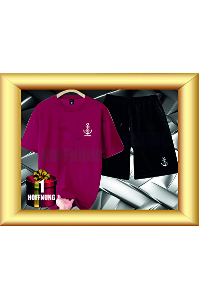 HOFFNUNG Unisex Casual Short Sleeve Set with Anchor Print Outdoor Spring/Summ...