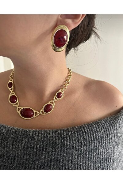 Charmist Steel Burgundy Siry Earrings