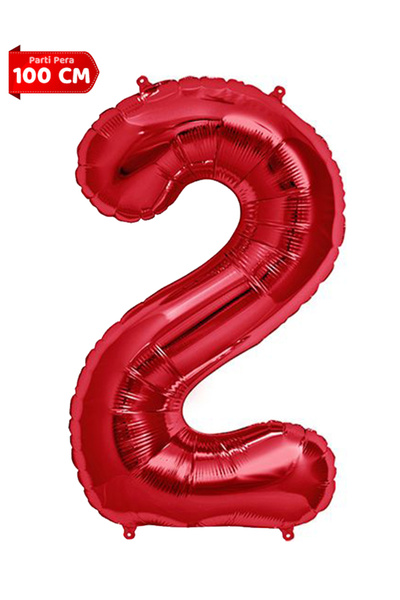 parti pera 2 Yaş Kırmızı Rakam Folyo Balon 100 cm