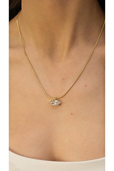 Jerie Gold Marquise Cut Italian Chain Necklace