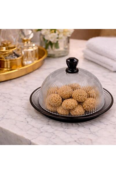 Generic Luxury Glass Serving Cover with Black Plate