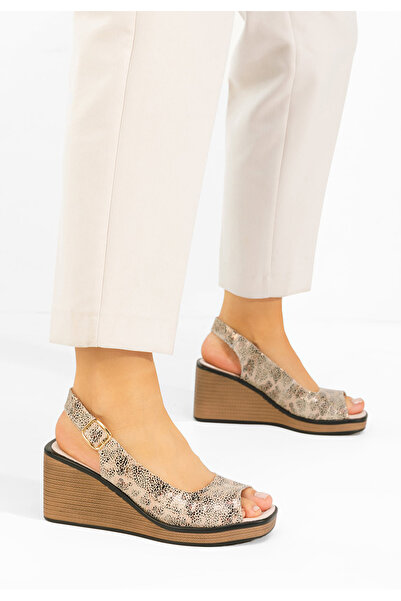 B T Shoes Samiria gold Leather platform Sandals