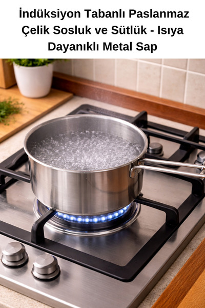 MODA Heat Resistant Metal Handle Kitchen Stainless Steel Sauce and Milk Jug 1...