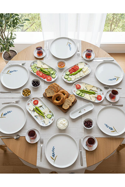 KÜTAHYA HOME Herbal 22 Parça Porselen Kahvaltı Takımı Modern Tasarım
