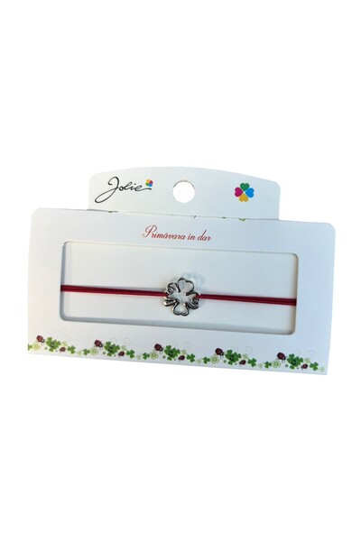 SOHO Martisor tip Bratara cu Pandantiv Metalic, Jolie, Snur Textil Rosu, Mode...