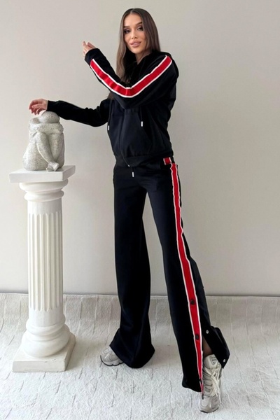 FashionForYou SporDIVA zip-up tracksuit, hoodie and pants, Black