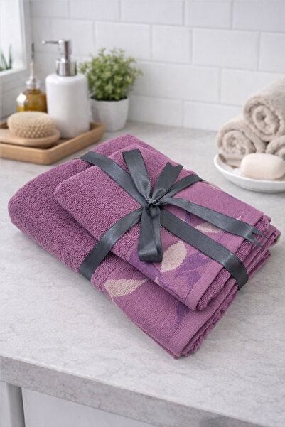 COT DRY طقم مناشف من قطعتين مع شريط |   60×100 + 40×60 |   منقوش