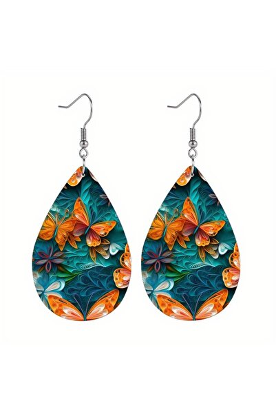 EFAYN.RO Women's earrings, special model with butterflies, pendant with Print...