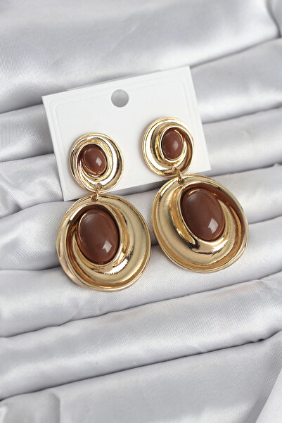 MericLine أقراط نسائية باللون البني موديل سالانتي دابلا موديل ذهبي اللون عتيق...