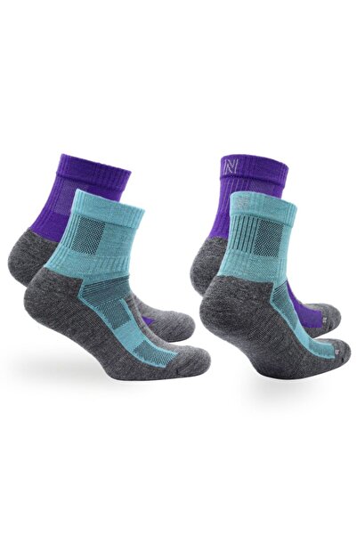 NORFOLK Leonardo Qtr Merino Wool Cushioned Cycling/Hiking Socks 2 Pack Purple...