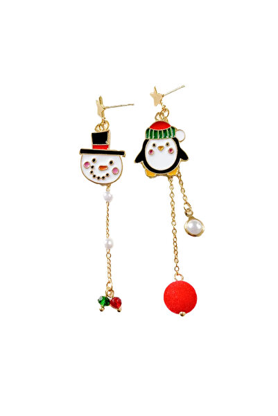 EFAYN.RO Women's earrings, Christmas theme, long, accessorized with penguin a...