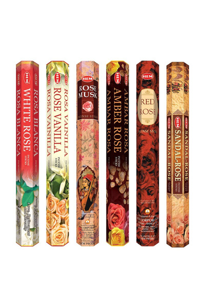 Hem Set 6 pachete de bețișoare parfumate HEM® Roseline – 6 arome de trandafir...
