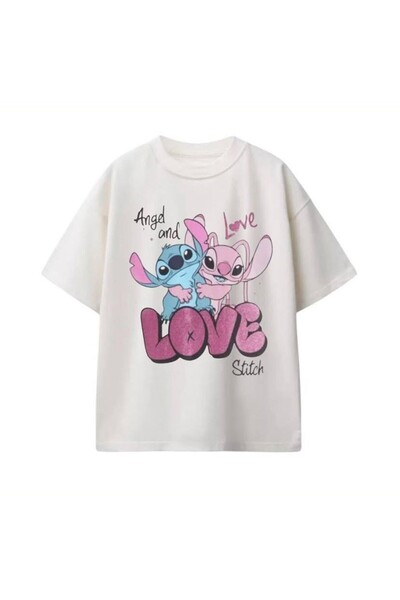 Machetta Tricou de vară unisex pentru copii, cu imprimeu Stitch&Angel Love
