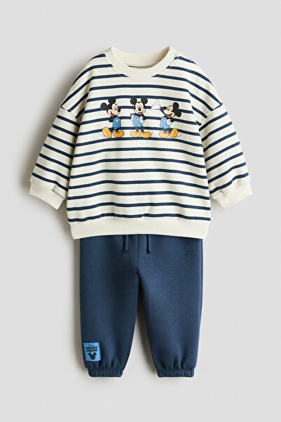 H&M 2 Parçalı Baskılı Sweatshirt Set