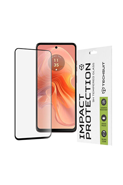 Techsuit Sticlă completă cu adeziv Motorola Moto G04 111D, neagră