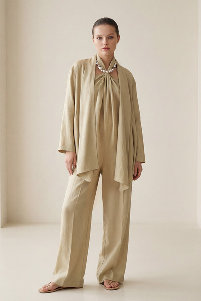 Setre Olive Double-Breasted Closure Relaxed Fit Kimono