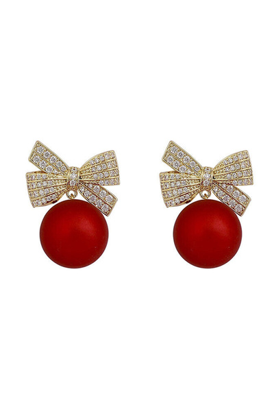 EFAYN.RO Women's earrings, festive model with bow, special moments theme, red...