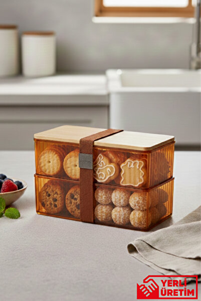 GUGGA Tokyo - Bambu Kapaklı 2'li Lunchbox Saklama Kabı Organizer