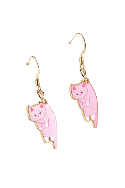 EFAYN.RO Women's earrings, cute pattern with playful cats, pink, EFAYN