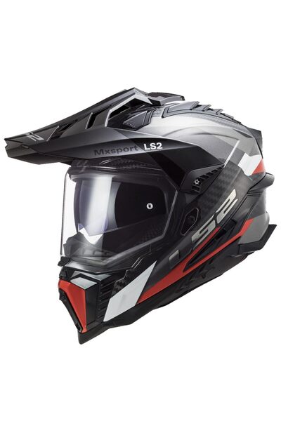 LS2 EXPLORER C KARBON FRONTIER TITANIUM-KIRMIZI KASK