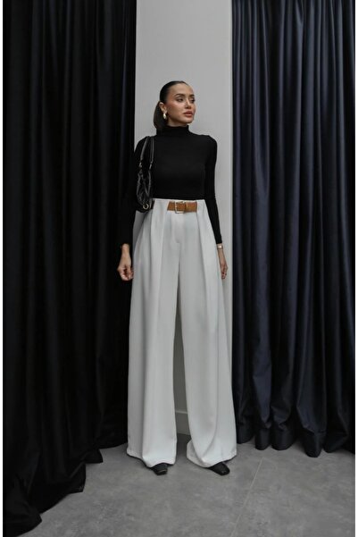 Lovely butik Women's High Waisted Stylish Pants with Bridge Transition Belt D...