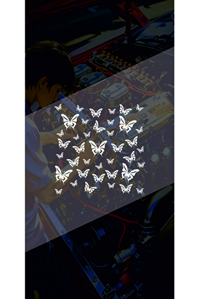 sticker Kelebek Desen Kaplama 25x25 Cm Jdm Araba-moto-laptop Cam Etiket Holog...