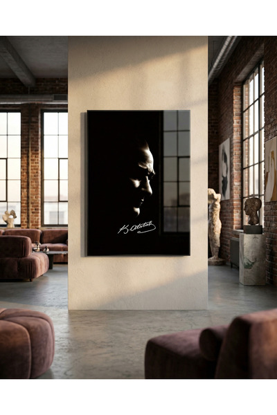 ASFA ART DEKOR Atatürk Cam Tablo, Mustafa Kemal Atatürk, Cam Tablo, Ofis Tabl...
