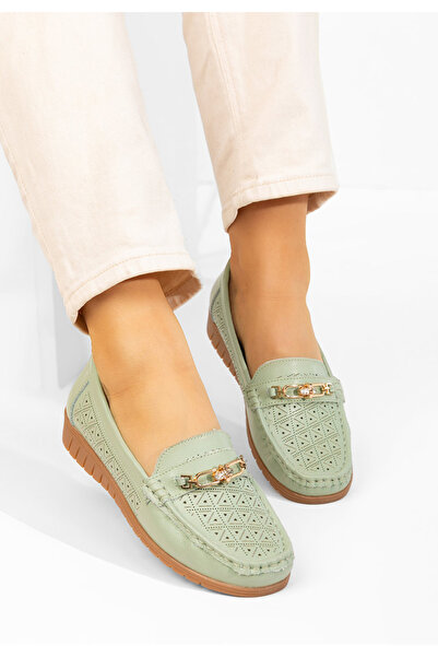 B T Shoes Mocasini dama piele Giona verzi