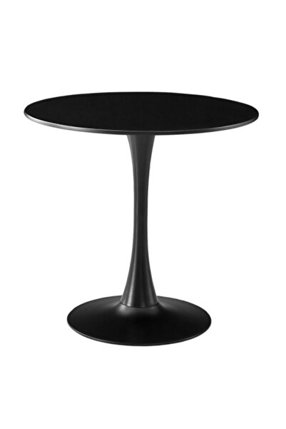 2home Tulip Round Table, Black, Fixed Leg, 80cm