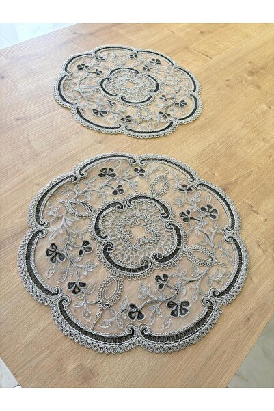 Ceki Home Table Runner, Tablecloth Runner with French Lace Detail, Single Run...