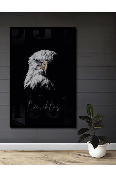 Novellea Çerçeve Görünümlü Dekoratif Ahşap Kare Kartal Beşiktaş Tablosu Ev/Of...