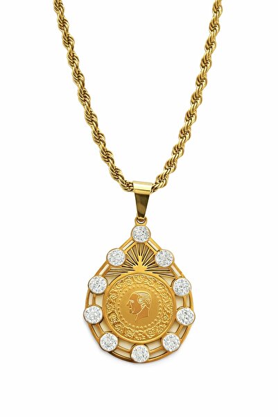 GLOW ACCESSORIES BAE قلادة من الفولاذ المقاوم للصدأ 316 L مرصعة بحجر الزركون