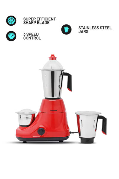 Geepas 750W 1.5L Mixer Grinder | Copper Motor | SS Jars & Blades | Overload P...