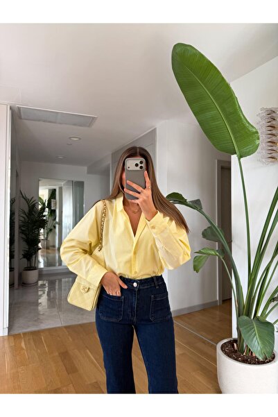 MERVE AKSOY Oclus Poplin Gömlek - Sarı