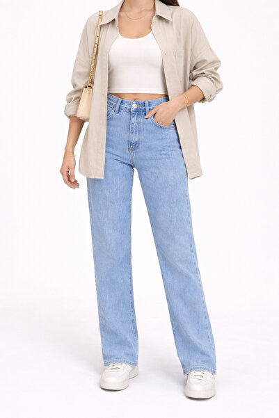 Lighter Jeans Γυναικείο ανοιχτό μπλε τζιν παντελόνι με ψηλή μέση και ίσια εφα...