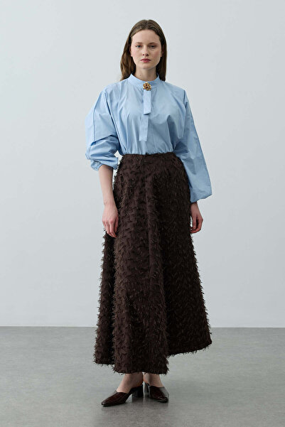 Fahhar Üç Boyutlu Pensli Etek Kahverengi