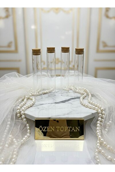 ÖZENTOPTANHEDİYELİK 50 adet deney tüpü bademşekeri için 10 cm cam tüp tıpa da...