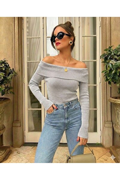 TrendButikBurada بلوزة مادونا ذات ياقة - الموسم الجديد - بلوزة نسائية أنيقة و...